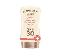 Hawaiian Tropic Glowing Protection MINI Ultra Radiance - Loción Solar Protectora SPF 30, Protege la Piel, Fragancia de Frutas Tropicales, Crema Tamaño Viaje 100 ml (Individual)