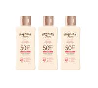 Hawaiian Tropic Glowing Protection MINI Ultra Radiance - Loción Solar Protectora SPF 50, Protege la Piel, Fragancia de Frutas Tropicales, Crema Tamaño Viaje 75 ml (Pack x3)