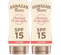 Hawaiian Tropic Glowing Protection Ultra Radiance - Loción Solar Protectora SPF 15, Protege y Suaviza la Piel, Fragancia Frutas Tropicales, Individual, 180 ml (Paquete de 2)