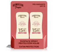 Hawaiian Tropic Glowing Protection Ultra Radiance - Loción Solar Protectora SPF 15, Protege y Suaviza la Piel, Fragancia Frutas Tropicales, Individual, 180 ml (Paquete de 2)