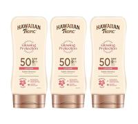 Hawaiian Tropic Glowing Protection Ultra Radiance - Loción Solar Protectora SPF 50, Protege la Piel, Fragancia de Frutas Tropicales, Crema 170 ml (Pack x3)
