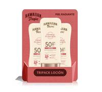Hawaiian Tropic Glowing Protection Ultra Radiance - Loción Solar Protectora SPF 50, Protege la Piel, Fragancia de Frutas Tropicales, Crema 180 ml (Paquete de 3)