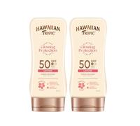 Hawaiian Tropic Glowing Protection Ultra Radiance - Loción Solar Protectora SPF 50, Protege la Piel, Fragancia de Frutas Tropicales, Crema 170 ml (Paquete de 2)