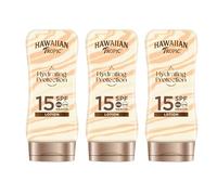 Hawaiian Tropic Hydrating Protection SPF 15 - Loción Solar Protectora con Cintas de Seda Hidratantes, Resistente al Agua hasta 12 Horas, Crema 180 ml (Pack x3)