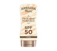 Hawaiian Tropic Hydrating Protection SPF 50 - Loción Solar Protectora con Cintas de Seda Hidratantes, Resistente al Agua hasta 12 Horas, Crema (Individual)