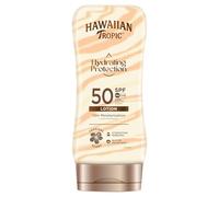 HAWAIIAN Tropic Hydrating Protection SPF 50 - Loción Solar Protectora con Cintas de Seda Hidratantes, Resistente al Agua hasta 12 Horas, Crema (Individual)
