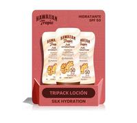 Hawaiian Tropic Hydrating Protection SPF 50 - Loción Solar Protectora con Cintas de Seda Hidratantes, Resistente al Agua hasta 12 Horas, Crema (Paquete de 3)