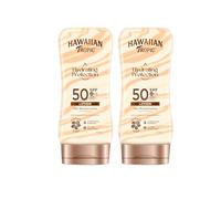 Hawaiian Tropic Hydrating Protection SPF 50 - Loción Solar Protectora con Cintas de Seda Hidratantes, Resistente al Agua hasta 12 Horas, Crema (Pack x2)