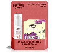 Hawaiian Tropic Mineral Protection SPF 30 - Protector Solar Facial Mineral, Leche Hidratante Nutritiva, No Grasa, Piel Sensible, Sin Efecto Blanquecino, UVA/UVB, Antioxidante, 50 ml (Individual)