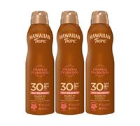 Hawaiian Tropic Protective Bruma Aceite Seco SPF 30 - Tripack Aceite Bronceador en Spray con Sabor a Coco y Mango, 180 ml - 3 unidades