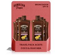 Hawaiian Tropic Tanning Oil Mini - Aceite Bronceador Solar con Protección SPF 15 , Acelerador del Bronceado con Fragancia Tropical , Formato Viaje 100 ml - 6 unidades