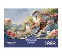 Hawaiian Village Stone Houses with Rose 1000 Stück Premium-Karton Puzzle Hawaiian Village Stressabbau Familienspiel Puzzles Als Wohnaccessoires 52x38cm/1000pcs