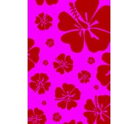 HawaiiaNotebook - 6 x 9 Inches Matte Hardcover, Valentines Day Pink Notebook Red Hibiscus Flowers, 200 Pages Sand-Colored Lined Journal