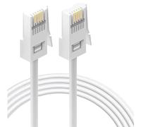 HAWAKA 2 cables de teléfono BT, cable de teléfono BT macho a macho, RJ11 6P4C macho a enchufe macho, cable plano de 4 cables de teléfono para línea fija (6P4C-WH-5M-1PC)