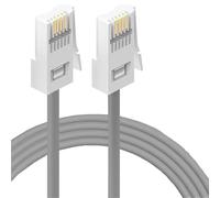 HAWAKA 2 cables de teléfono BT, cable de teléfono BT macho a macho, RJ11 6P4C macho a enchufe macho, cable plano de 4 cables de teléfono para línea fija (6P4C-GY-15M-1PC)