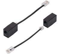 HAWAKA Adaptador de RJ11 a RJ45, cable de RJ11 a RJ45, toma adaptador de línea telefónica a Ethernet (6P4C) a macho (8P8C) 2 unidades, negro