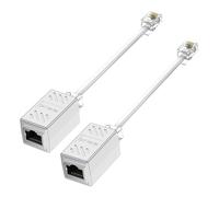 HAWAKA Cable divisor de red, adaptador RJ45 hembra a RJ11 macho para cable Ethernet, cable telefónico negro RJ11 6P4C a Ethernet RJ45 8P8C, paquete de 2 unidades