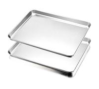 HaWare - Juego de 2 placas de cocina de acero inoxidable - Plano a bordo - Saludable y no tóxico, fácil de limpiar y apto para lavavajillas (gran tamaño)