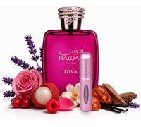 HawasDiva Eau de Parfum 100ml - Perfume Mujer Floral Frutal Dulce y Duradero, Fragancia Elegante con Aroma a Frutas Rojas y Rosa + Atomizador 5ML Gratis Drikanbest
