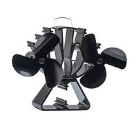 HAWCAFU Ventilador de estufa de leña, ventilador de 6 aspas, doble motor, ventilador de chimenea alimentado por calor doble para estufa de leña, ventilador de fuego para quemador de leña, chimenea,