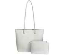 HAWEE Bolso Mujer Elegante Bolso Tote Cuero PU Bolsos de Hombro Grande Bolso Shopper Casual Bolsos de Mano Piel Clutch 2Pcs Set para Universitarias Fiesta Citas Compras Vida Diaria, Plateado
