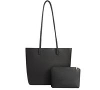 HAWEE Bolso Mujer Elegante Bolso Tote Cuero PU Bolsos de Hombro Grande Bolso Shopper Casual Bolsos de Mano Piel Clutch 2Pcs Set para Universitarias Fiesta Citas Compras Vida Diaria, Negro