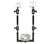 HAWEEL Estabilizador de bandeja de aluminio de doble mango con 4 abrazaderas de aleación de aluminio de doble bola y 2 brazos flotantes de 7 pulgadas y 2 adaptadores de cabeza de bola para carcasas de