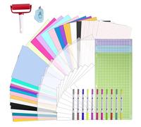 HAWERSI Paquete de 62 accesorios definitivos para Cricut Venture, este kit incluye cartulina de 24 x 12 pulgadas, vinilo de transferencia de calor, vinilo adhesivo, hoja de plantilla, calcomanía de