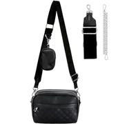HAWILL Bandolera para mujer, correa ancha, pequeña, para colgar en el hombro, de piel, con moneda, bolso cruzado para iPhone 14/14 Plus/13/12/11/XR, A-negro.