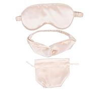 HAWILLOSCH 1 Conjunto De Máscara De Ojos De Tres Piezas Seda Venda Cubierta De Ojos Que Bloquea La Luz Cubierta De Algodón Para Los Ojos Banda De Pelo De Maquillaje Tapa De Ojos Beige