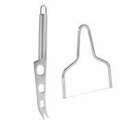 HAWILLOSCH 2 Piezas Kit Cortador y Cuchillo de Queso Inoxidable Herramienta Ergonómica para Cortar Queso Duro y Mantequilla para Cocina y Profesional
