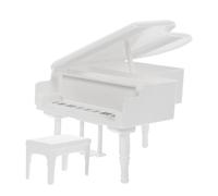 HAWILLOSCH Mini Piano y Silla para Casa de Muñecas Accesorios de Muebles Miniatura para Decoración y Fotografía Color Blanco