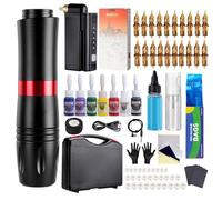 HAWINK Kit Tatuaje Completo Tattoo Maquina con 1500mAh Baterías 20PCS Agujas Tatuaje 7 Tinta Tatuaje Profesional 30ml Soap Blue para Principiante y Artista Tatuador EM154EN02P199-1
