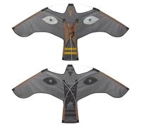 Hawk Bird Scarer Kite | Nylon Cloth Steel Rod 120x66cm Reflective Eye Anti Bird Flying Farm Garden Repeller Tool Outdoor Decor Kids Activity Wind Driven Visual Scare Device