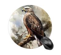 Hawk Sitting in the Tree - Alfombrilla redonda para mouse para juegos, de deslizamiento suave, portátil, cómoda, para computadora, hogar, oficina, 7.8 x 7.8 pulgadas
