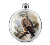 Hawk Sitting In The Tree - Petaca de whisky pequeña portátil de viaje, termo de acero inoxidable a prueba de fugas para bodas, padrinos de boda, regalo de dama de honor, 5 onzas