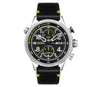 Avi8 Hawker Hunter, Duke Chronograph, Halton Reloj Hombre Analógico Cuarzo con Correa de Cuero AV-4080-01, Negro, Cronógrafo