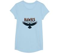Hawks Tuah Hombres Soaring Spirit Vintage Emblema Hawk Tush Camiseta, Niñas, Azul Bebé, Grande
