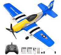 HAWK'S WORK 3 Canales Avión RC P-51D Mustang, Avión Teledirigido Listo para Volar, 2,4GHz Estabilizador Giroscópico de 6 Ejes, Fácil de Volar para Niños y Principiantes