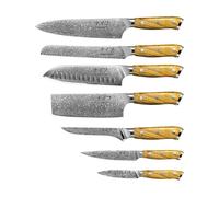 Hâws Cuchillos Damascus By Hâws. 7 piezas Marrón-acero inoxidable