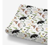 HawSkgFub Funda para cambiador de pañales con diseño de animales del bosque, para bebé, niña, niño, oso del bosque, ciervo, zorro, cambiador, suave, elástico, seguro, ajustado, para cambiar pañales de