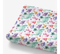 HawSkgFub Funda para cambiador de pañales de dinosaurio para niñas, color rosa y morado, diseño de dinosaurio tropical, ultrasuave, elástica, transpirable, segura, ajustada, se ajusta a 32 pulgadas/34