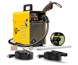 Haxiaoer 145A Soldador de Hilo Continuo Sin Gas 3 en 1 Máquina de Soldar MIG con ARC/Flux MIG/Lift TIG, Pantalla LED Digital Inteligente, Soldador Inversor Compacto