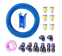 HAXIHA 10 Metros Manguera Neumática 10mm OD/6.5mm ID,Azul Tubo Aire Comprimido Poliuretano PU Manguera de Aire Tubo Kit,Conexión Rápida de Tuberías de Aire 32.8ft con 14Pcs Guarniciones Neumaticas