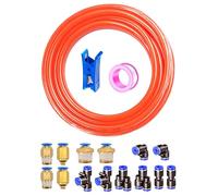 HAXIHA 10 Metros Manguera Neumática 8mm OD/5 mm ID, Naranja Tubo Aire Comprimido Poliuretano PU Manguera de Aire Tubo Kit,Conexión Rápida de Tuberías de Aire 32.8ft con 14Pcs Guarniciones Neumaticas