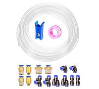 HAXIHA 10M Manguera Neumática 8mm OD/5 mm ID Transparente Tubo Aire Comprimido Poliuretano PU Manguera de Aire Tubo Kit,Conexión Rápida de Tuberías de Aire 32.8ft con 14Pcs Guarniciones Neumaticas