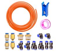 HAXIHA 12 Metros Manguera Neumática 6mm OD/4mm ID,Naranja Tubo Aire Comprimido Poliuretano PU Manguera de Aire Tubo Kit,Conexión Rápida de Tuberías de Aire con 14Pcs Guarniciones Neumaticas