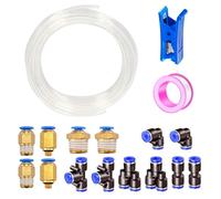 HAXIHA 12 Metros Manguera Neumática 6mm OD/4mm ID,Transparente Tubo Aire Comprimido Poliuretano PU Manguera de Aire Tubo Kit,Conexión Rápida de Tuberías de Aire con 14Pcs Guarniciones Neumaticas