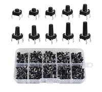 HAXIHA 250 Piezas10 Valores Interruptor de Boton Momentaneo Tactil,4 Pines Interruptor Táctil,Botón Pulsador Táctil Micro Momentary,Tactile Push Button Switch Kit 6x6mm