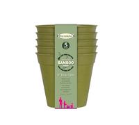 Haxnicks Maceta de Fibra de bambú sostenible para Interiores y Exteriores, 10 cm de diámetro, Verde Salvia | Pot180101, Pack de 5
